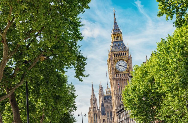 Big Ben and Houses of parliament at summer in London, UK